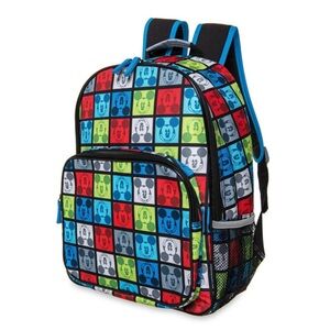 NWT Disneys Mickey Mouse full size backpack 16” multicolored squares